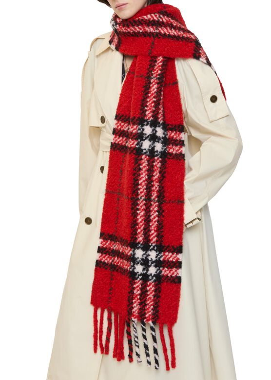 Check Alpaca Wool Blend Boucl&eacute; Scarf, , hi-res