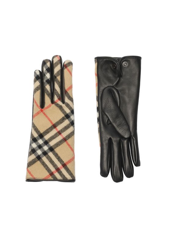 Check Wool Cashmere Gloves, , hi-res