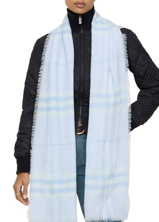 Wide Check Wool Scarf, , hi-res