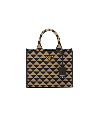Small Prada Symbole embroidered fabric handbag