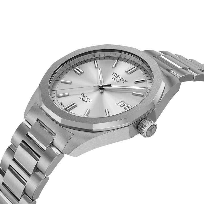 PRC 100 Solar Quartz 39mm Mens Watch Silver, , hi-res