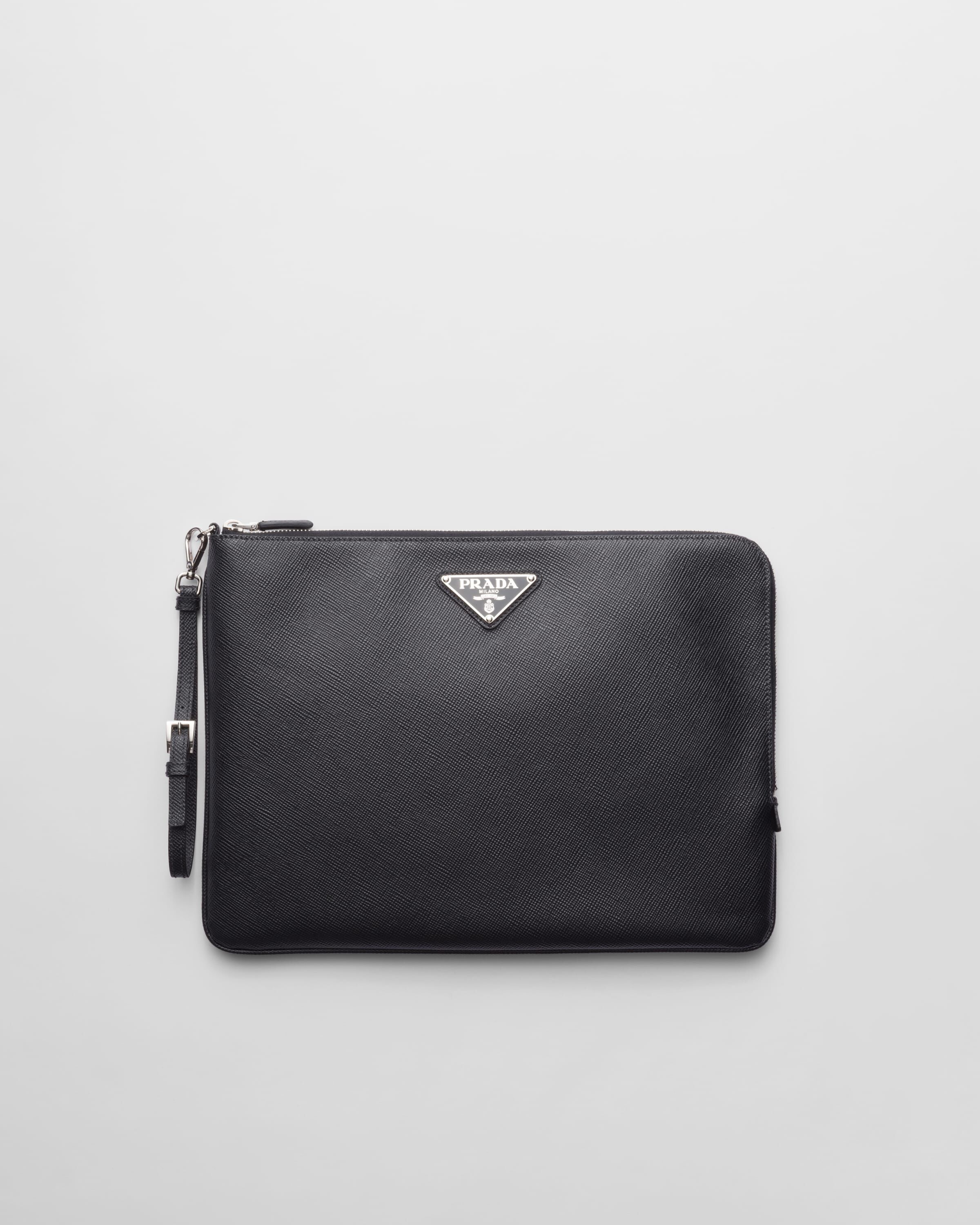 Large Saffiano leather pouch