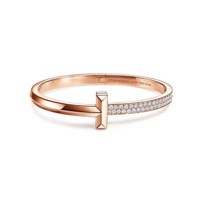 Tiffany T T1 Hinged Bangle in Rose Gold, Wide