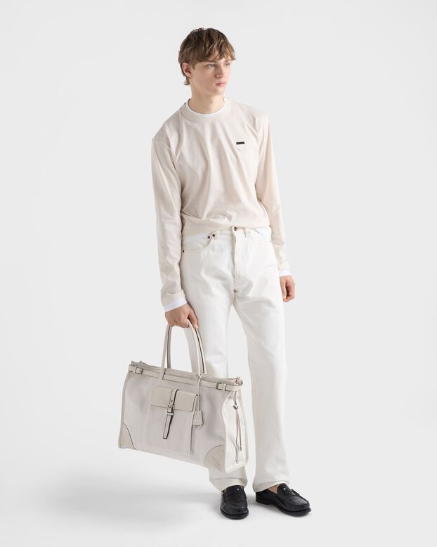 Prada Bonnie denim and leather tote bag, , hi-res