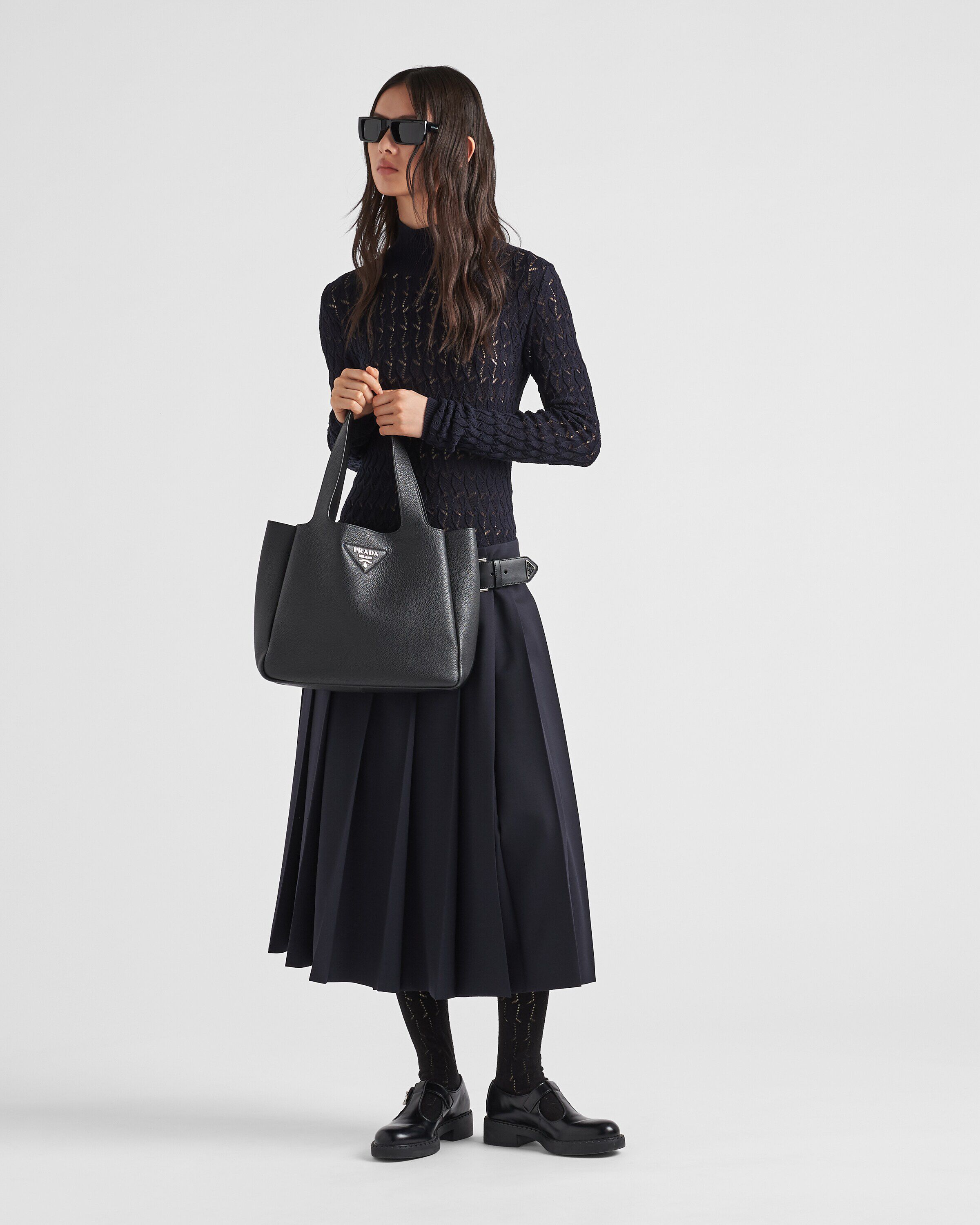Prada black leather tote on sale