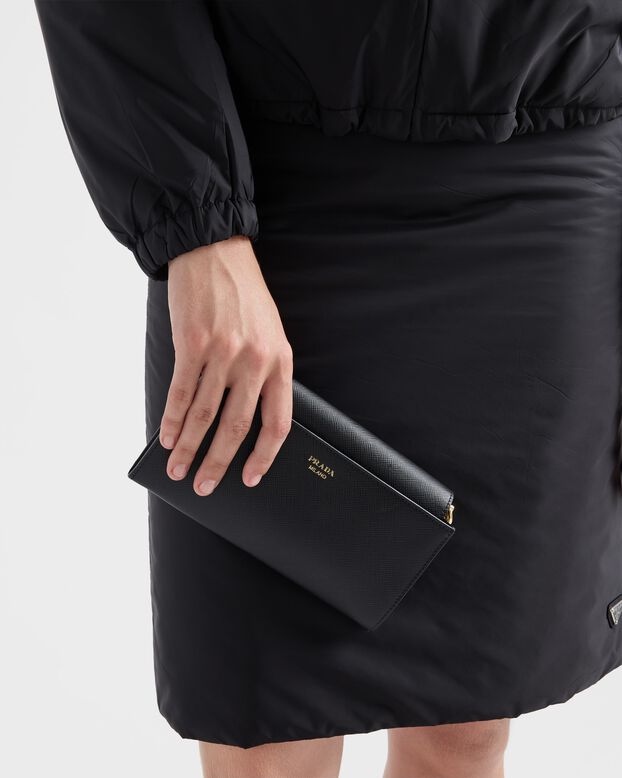 Saffiano leather wallet with shoulder strap, , hi-res