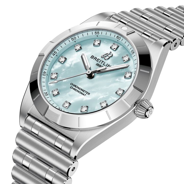 Chronomat 28mm Ladies Watch Blue Mother Of Pearl, , hi-res