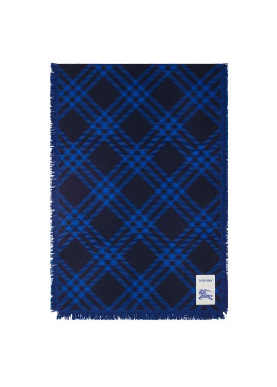 Wide Check Wool Silk Scarf, , hi-res