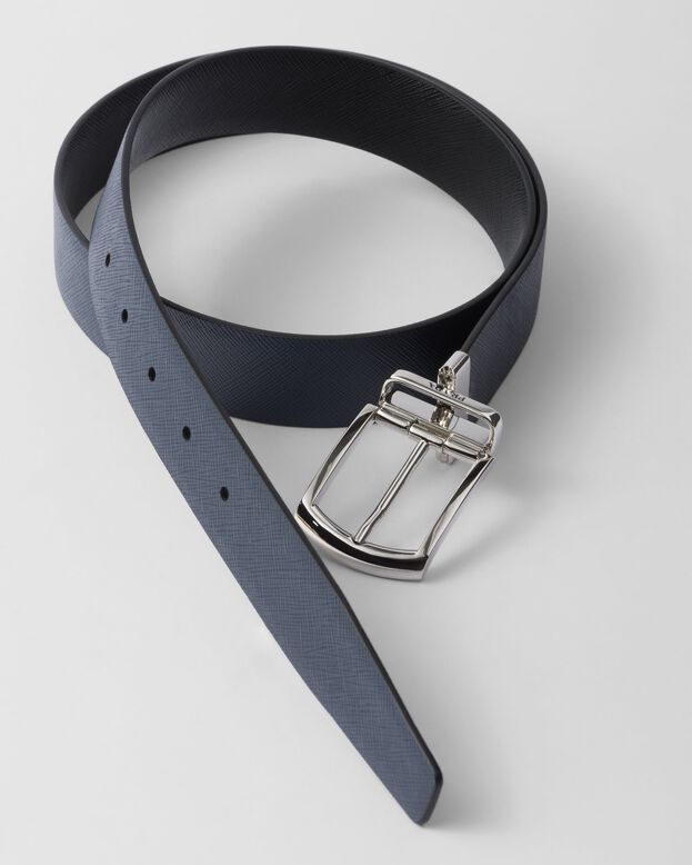 Reversible Saffiano leather belt, , hi-res