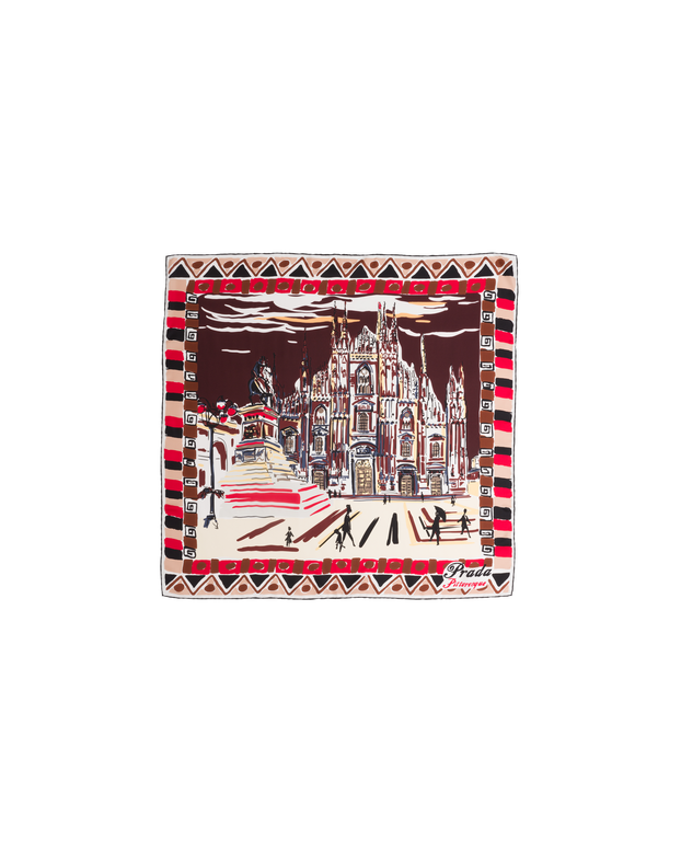 Pittoresque Milan print silk foulard 90x90, , hi-res