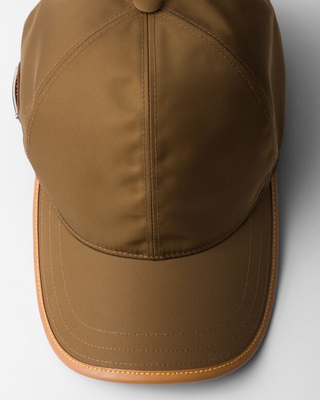 Re-Nylon and leather baseball cap, , hi-res