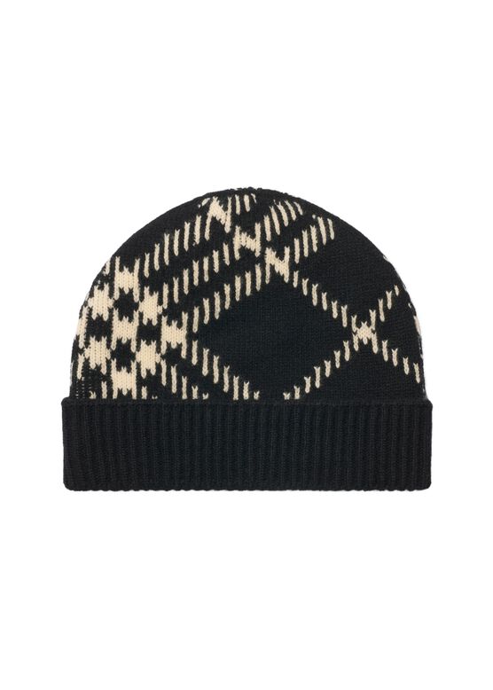Check Cashmere Blend Beanie, , hi-res