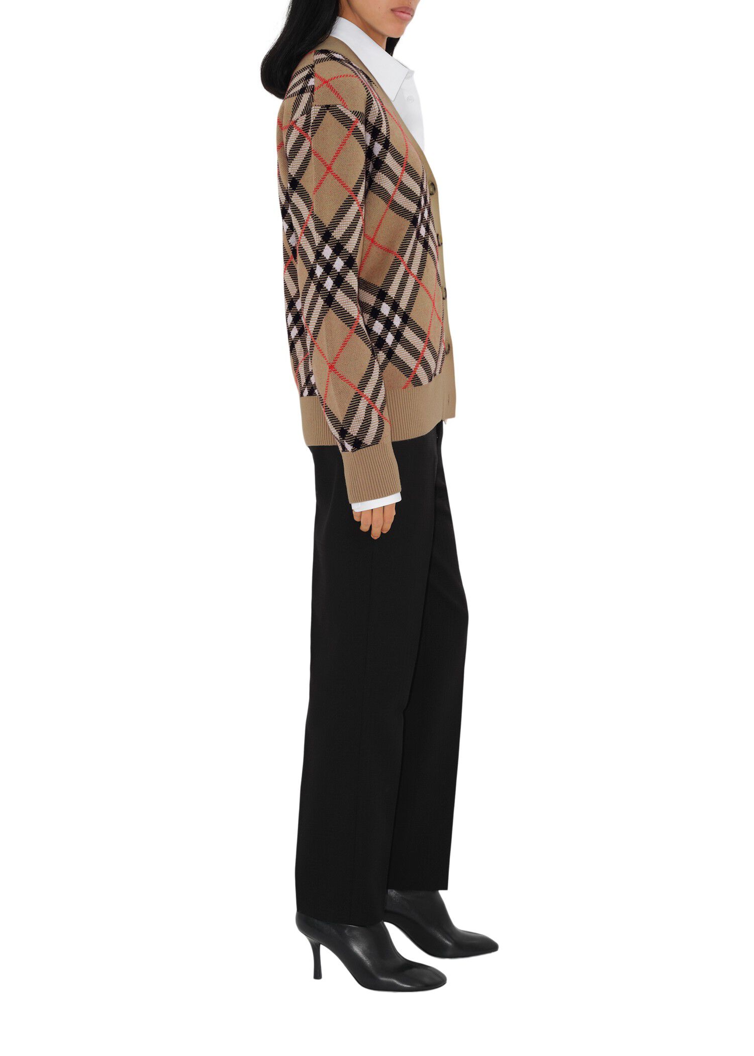 Burberry Check Wool Mohair Blend Cardigan Tops | Heathrow Reserve