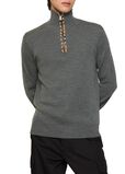 Check Trim Wool Half-zip Sweater, , hi-res