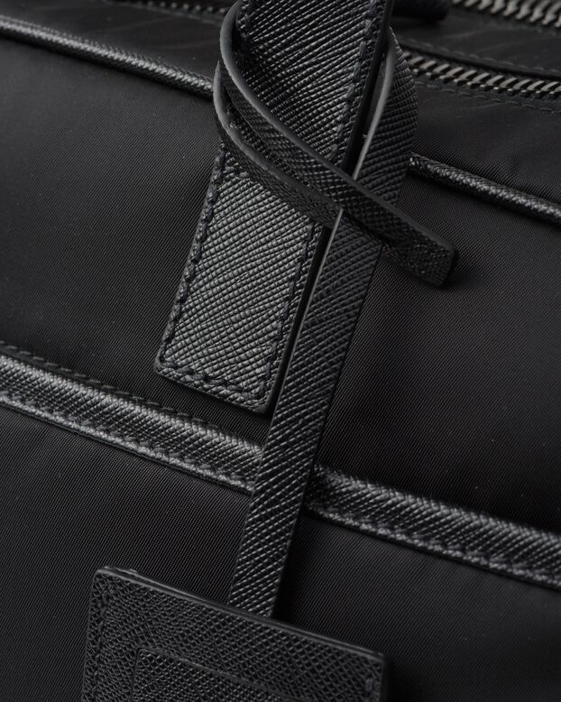 Re-Nylon and Saffiano leather briefcase, , hi-res