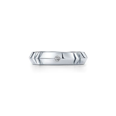 Atlas® X Closed Narrow Ring in White Gold with Diamonds, 4.5 mm Wide