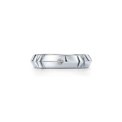 Atlas&reg; X Closed Narrow Ring in White Gold with Diamonds, 4.5 mm Wide, , hi-res