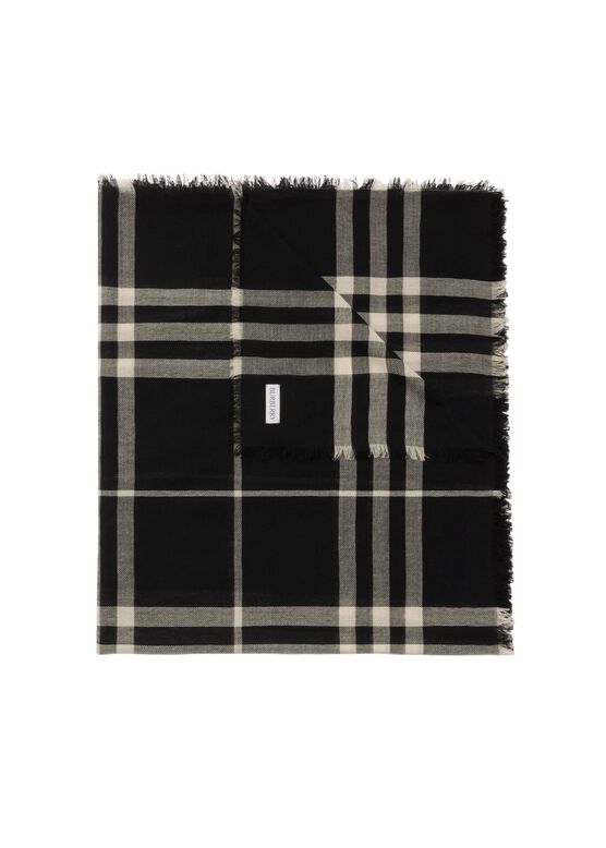 Wide Check Wool Scarf, , hi-res