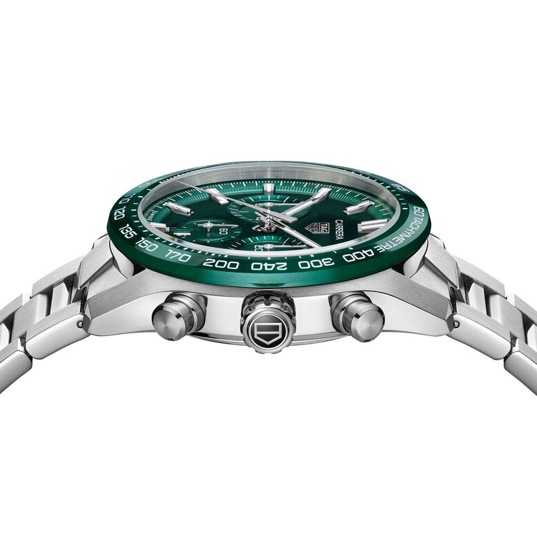 Carrera Chronograph 44mm Mens Watch Green Stainless Steel, , hi-res