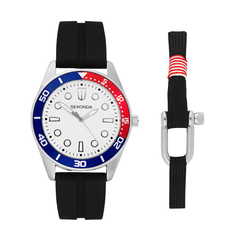 Men's Classic Watch Gift Set Silver-White Dial - Silver, , hi-res