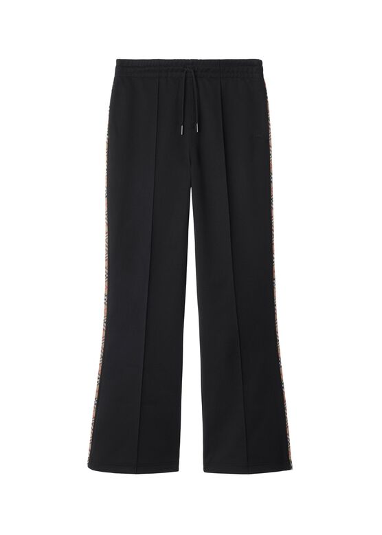 Check Trim Cotton Blend Track Pants, , hi-res