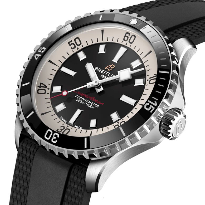 Superocean Automatic 44 Stainless Steel Rubber Strap Watch, , hi-res