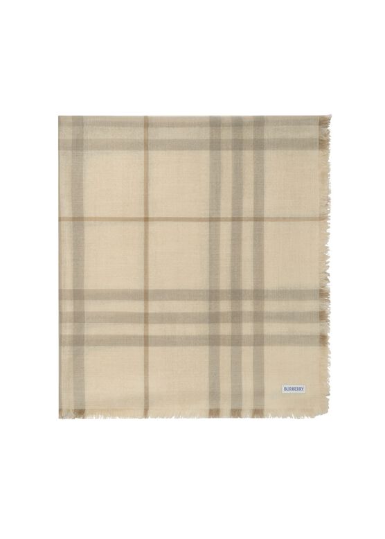 Wide Reversible Check Wool Silk Scarf, , hi-res
