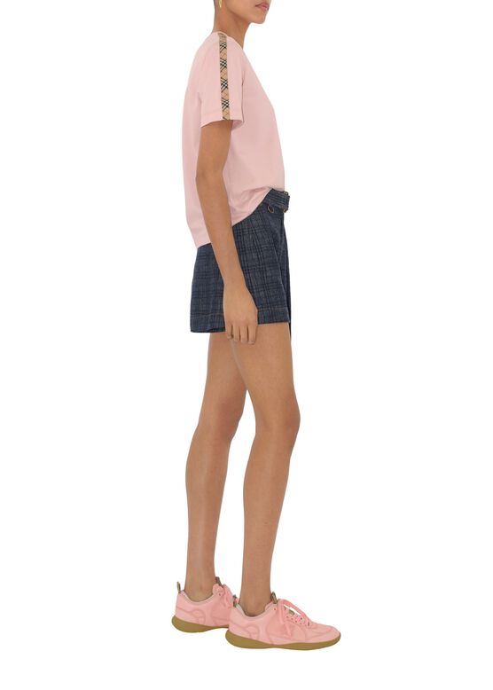 Check Trim Cotton T-shirt, , hi-res