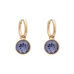 Jewel Drop Hoop Earrings Gold Blue
