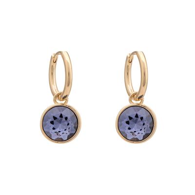 Jewel Drop Hoop Earrings Gold Blue