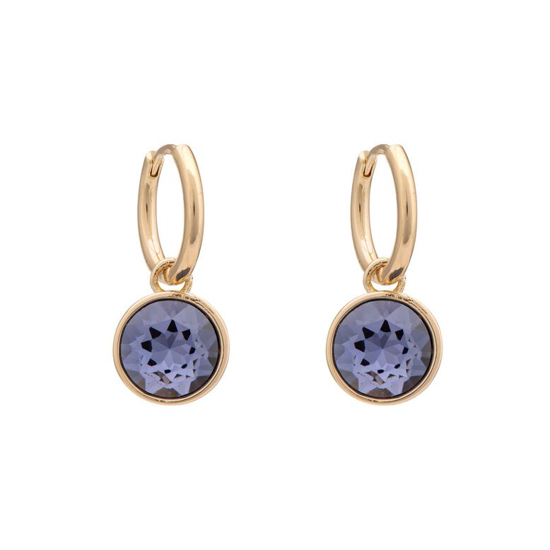 Jewel Drop Hoop Earrings Gold Blue, , hi-res