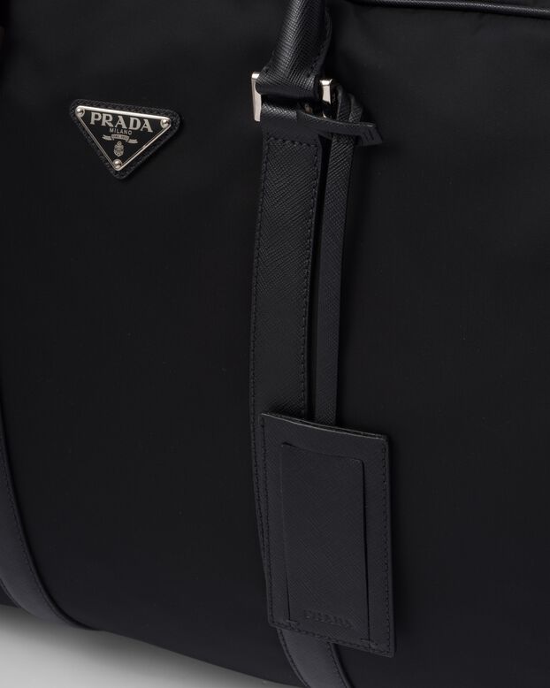 Re-Nylon and Saffiano leather duffle bag, , hi-res