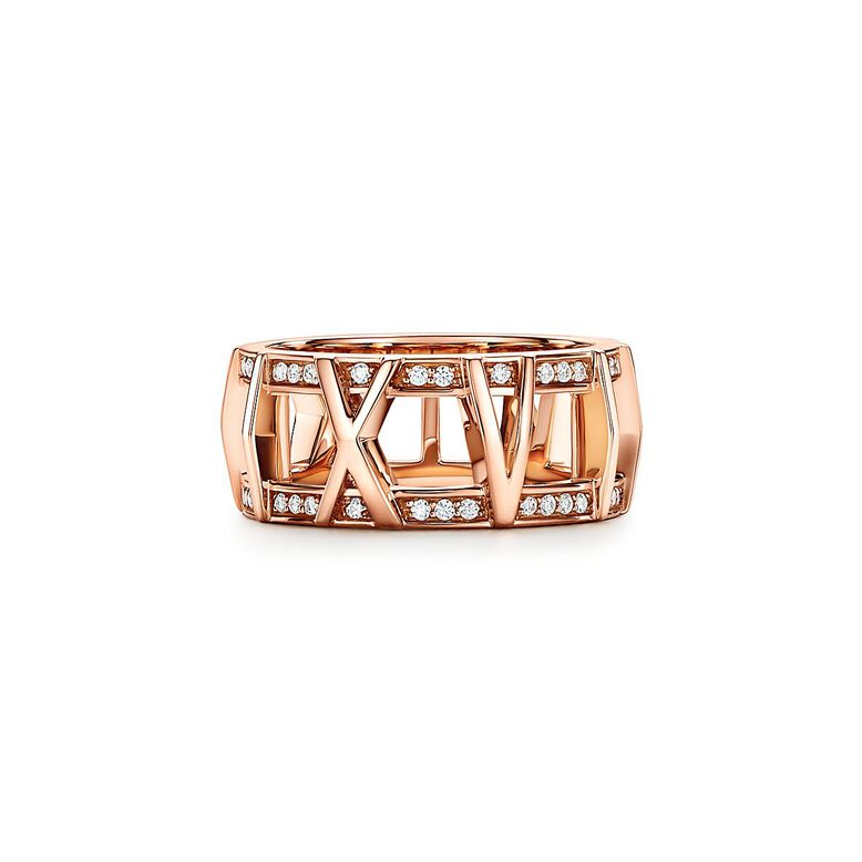 Atlas&reg; X Open Ring in Rose Gold with Diamonds, 8.8 mm Wide, , hi-res