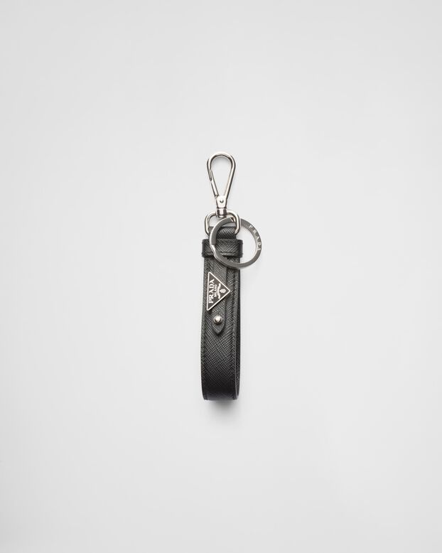 Saffiano leather keychain, , hi-res