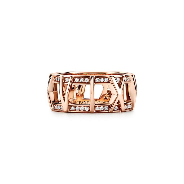 Atlas&reg; X Open Ring in Rose Gold with Diamonds, 8.8 mm Wide, , hi-res