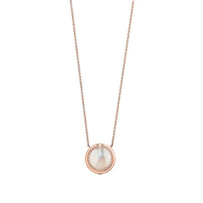 Tiffany T diamond and mother-of-pearl circle pendant in 18k rose gold