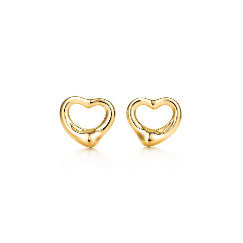 Elsa Peretti® Open Heart Stud Earrings in Yellow Gold, 11 mm - Size 11 mm, , hi-res