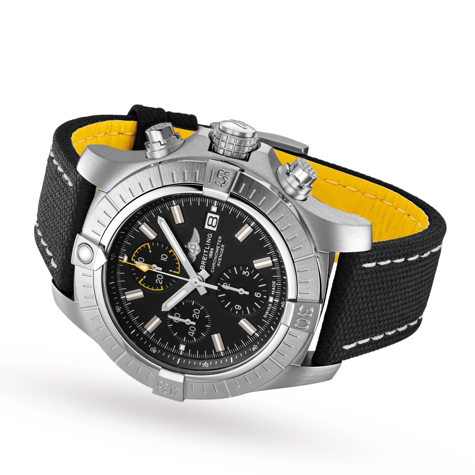 Breitling Avenger Chronograph 45 Leather Strap Watch Fine Watches
