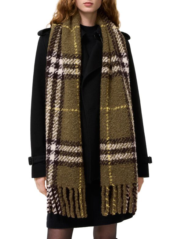 Check Alpaca Wool Blend Boucl&eacute; Scarf, , hi-res
