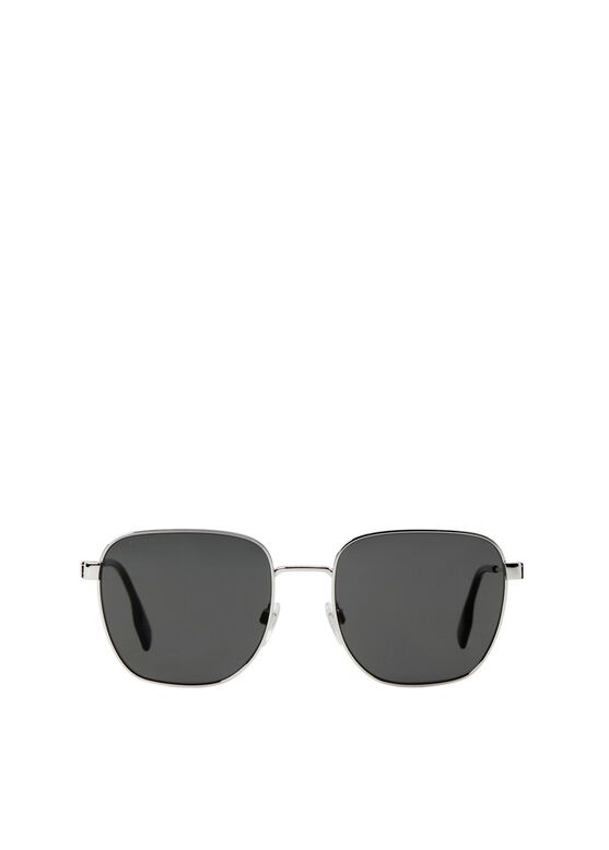 Stripe Detail Square Frame Sunglasses, , hi-res
