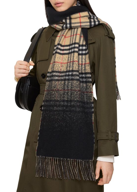 Gradient Check Cashmere Scarf, , hi-res