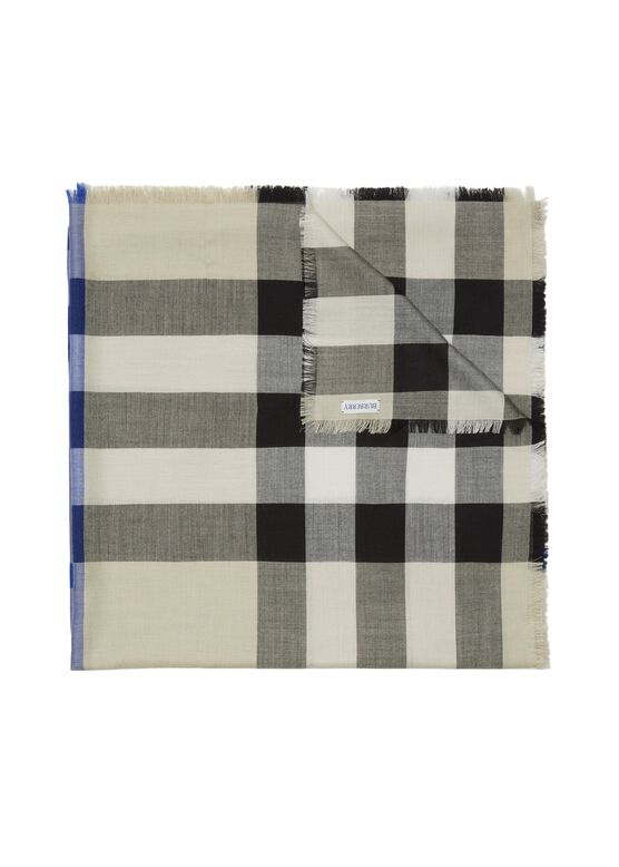 Check Cashmere Silk Scarf, , hi-res