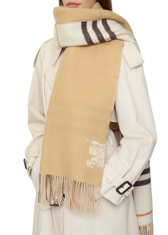 Wide Reversible Check Cashmere Scarf, , hi-res