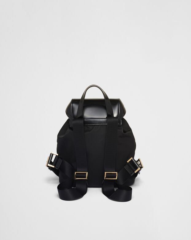 Medium Re-Nylon and brushed leather backpack, , hi-res