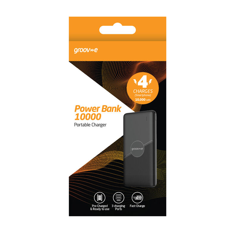 Portable Power Charger 10000mAh Powerbank - Black, , hi-res