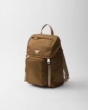 Re-Nylon and leather backpack, , hi-res
