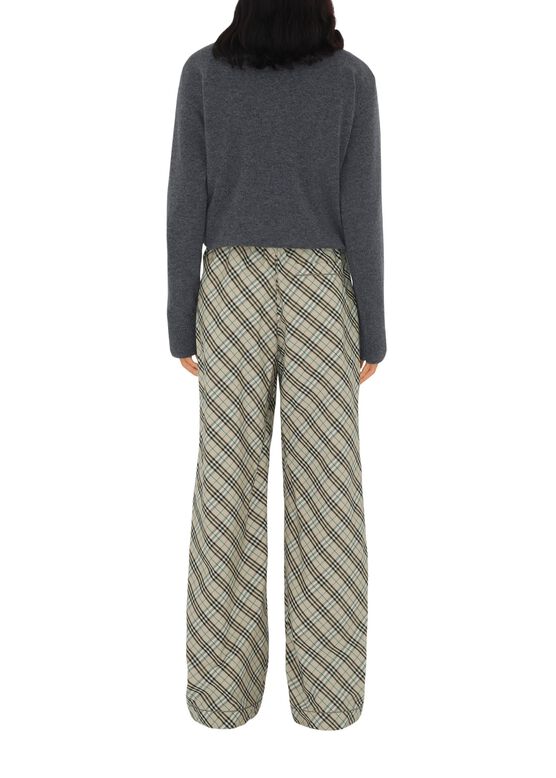 Check Cotton Pyjama Trousers, , hi-res