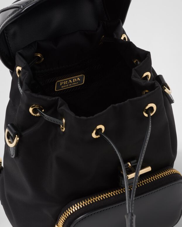 Small Re-Nylon and brushed leather backpack, , hi-res
