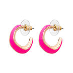 Vienna Hoop Earrings In Hot Pink - Pink Gold