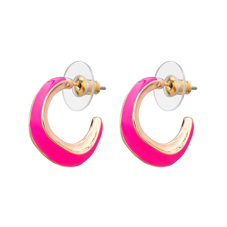 Vienna Hoop Earrings In Hot Pink - Pink Gold, , hi-res